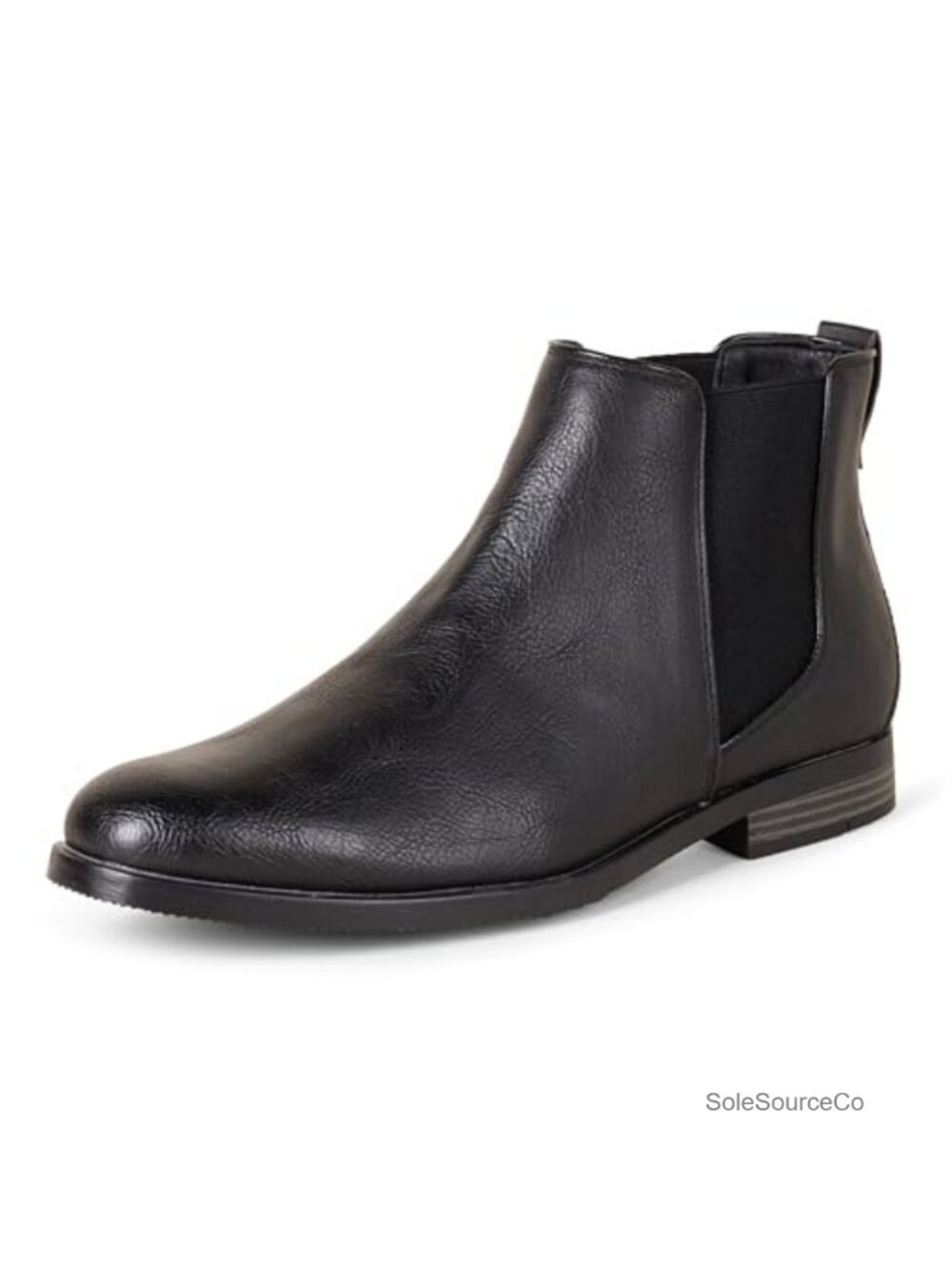 Men's Faux Leather Chelsea Boots Almond Toe Block Heel Elastic Gussets Non-Slip